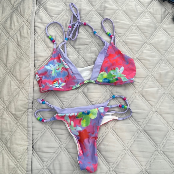 Other - Flower power beaded bikini size Small